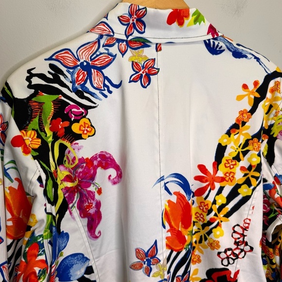 Chico's White Floral Colourful Jacket Size XL Feminine - Picture 8 of 10